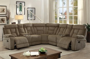 Maybell Sectional Sofa CM6773MC w/Recliners in Mocha Fabric [FASS-CM6773MC-Maybell]