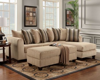 Beige Fabric Modern Elegant Sectional Sofa w/Optional Ottoman [CHFSS-V1-4040-Bergen-Pewter]