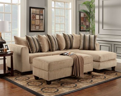 Beige Fabric Modern Elegant Sectional Sofa w/Optional Ottoman