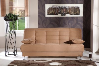 Vegas Rainbow Brown Sofa Bed in Microfiber by Istikbal