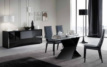 Sapphire Dining Table in Black by Rossetto w/Optional Items [Rossetto-Sapphire-X-Table-Black]
