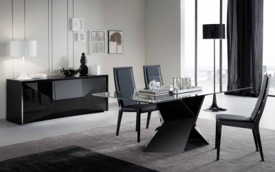 Sapphire Dining Table in Black by Rossetto w/Optional Items