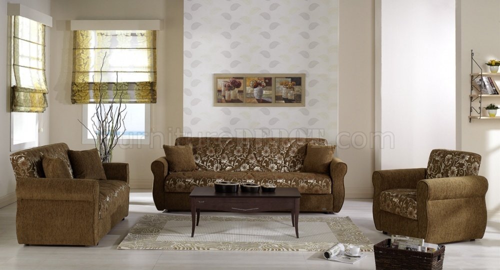 Green Fabric Living Room Storage Sleeper Sofa w/Storage - Click Image to Close