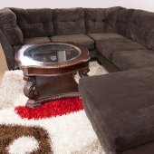 Mocha Brown Suede Fabric Modern 3PC Sectional Sofa