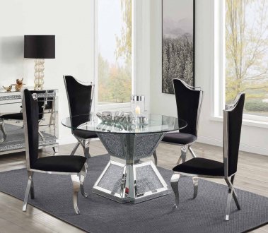 Noralie Dining Table 72960 in Mirrored by Acme w/Options