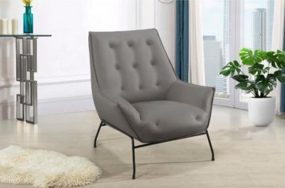 U8933 Accent Chair in Light Gray Leather by Global