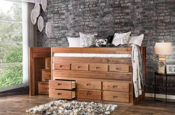 Cleo Twin Captain Bed AM-BK601 in Mahogany w/Storage Drawers [FAKB-AM-BK601-Cleo]