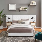 Sierra Upholstered Platform Queen Bed in White Fabric by Modway