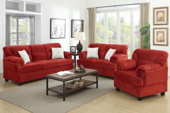 F7918 Sofa, Loveseat & Chair Set in Red Fabric by Poundex [PXS-F7918]