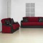 Halic Red Fabric 3PC Living Room Set w/Vinyl Details