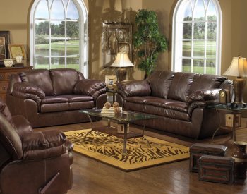 Coffee Leather-Like Fabric Sofa & Loveseat Set w/Options [JFS-4300-Tahoe]