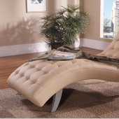 Beige, Black, Brown, Red or White Tufted Vinyl Modern Chaise