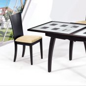 Wenge Finish Dinette With Decorative Glass Top