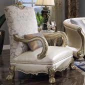 Dresden II Accent Chair 54877 in Bone PU & Gold Patina by Acme