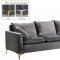 Naomi Sectional Sofa 636 in Grey Velvet Fabric by Meridian