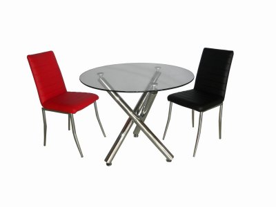 Clear Tempered Glass Top & Chrome Legs Modern Dining Table