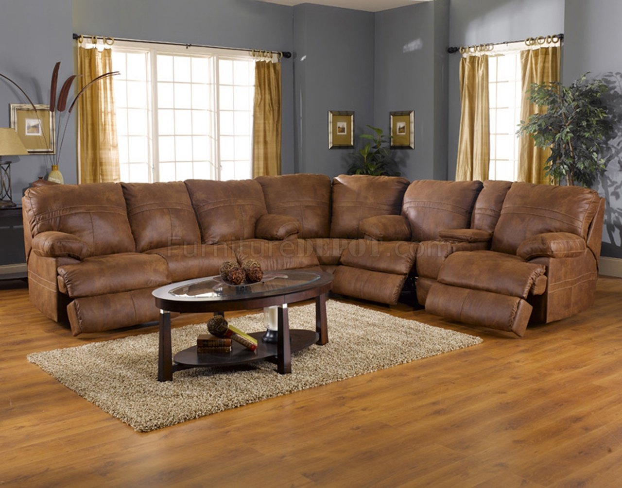 Rich Tanner Faux Leather Fabric Ranger, Modern Sectional Sofa With Recliner