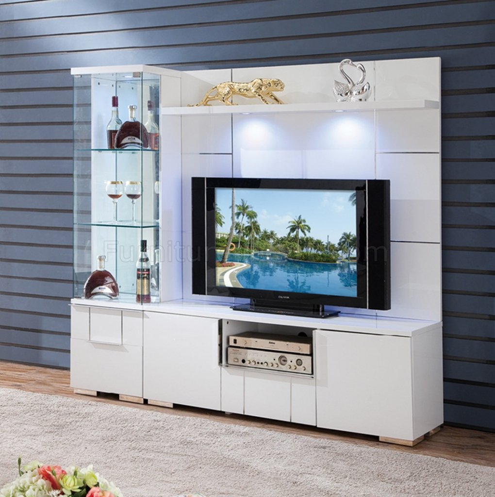 AV291-55 TV Stand in White High Gloss by Pantek w/Options