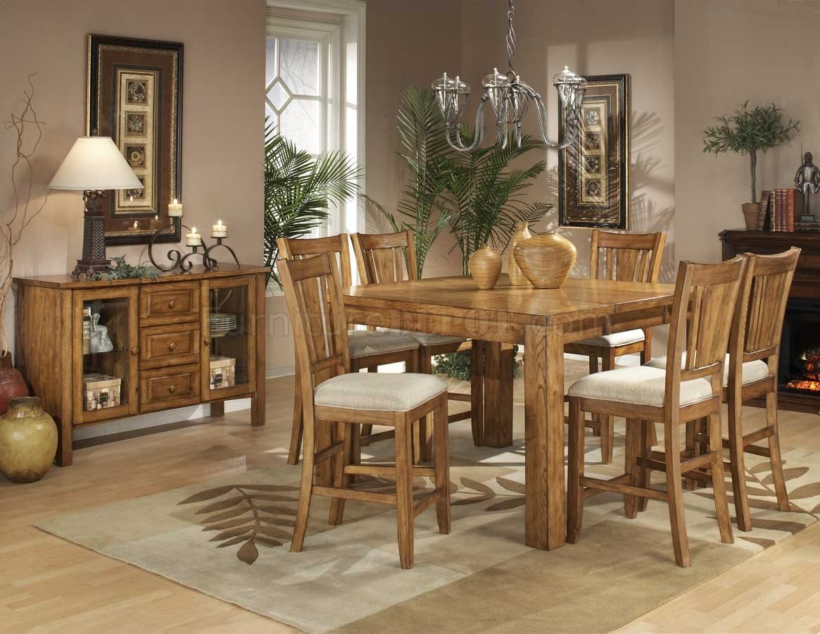 Light Oak Finish Counter Height Casual Dinette Table w/Options - Click Image to Close