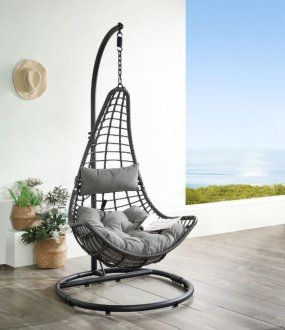 Uzae Patio Swing Chair 45105 in Gray & Charcoal by Acme