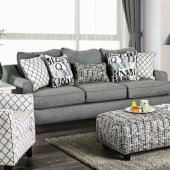 Verne Sofa SM8330 in Bluish Gray Linen-Like Fabric w/Options