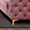 Benedict Sofa & Loveseat Set in Dusty Rose Velvet Fabric