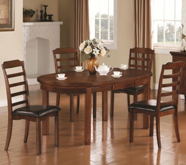 Medium Brown Finish Modern 5Pc Dining Set w/Extendable Table