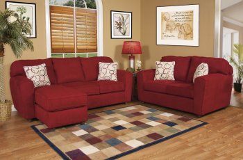 Red Fabric Modern Sofa & Loveseat Set w/Options [CHFS-AC-8035-172-VictoryLaneCard]