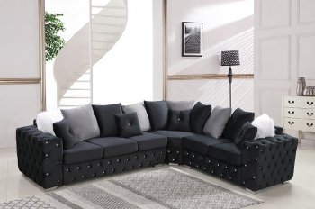 LCL-027 Sectional Sofa in Black Velvet [BDSS-LCL-027 Black]