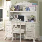 Cinderella 1386 Writing Desk in Off-White w/Hutch by Homelegance