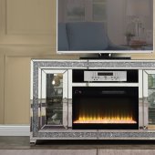 Noralie TV Stand w/Fireplace & LED LV00316 in Mirrored by Acme