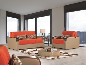 Sleep Plus Sofa Bed in Orange Fabric by Casamode w/Options [CMSB-Sleep-Plus-Orange]