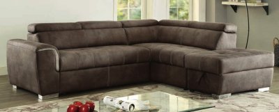 Lorna Sectional Sofa Convertible CM6515BR in Brown Fabric