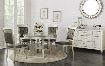 F2428 Dining Set 5Pc in Silver Finish by Boss w/ F1705 Chairs