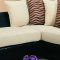 Creame Chenille Fabric Stylish Sectional Sofa W/Dark Bycast Base