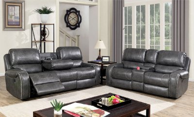 Walter Motion Sofa CM6950GY in Gray Leatherette w/Options