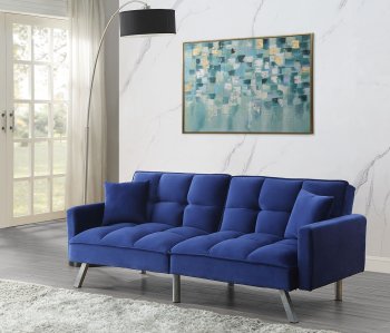 Mecene Adjustable Sofa 57305 in Blue Velvet by Acme [AMSS-57305 Mecene]