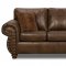 Brown Smokey Leather Like Microfiber Classic Sofa & Loveseat Set