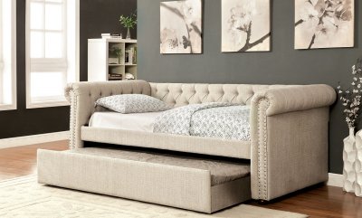 Leanna CM1027BG Daybed & Trundle Set in Beige Fabric