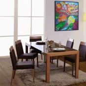 Two-Tone Finish Modern Dining Table w/Optional Items