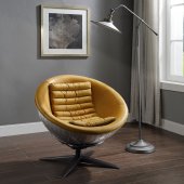 Brancaster Swivel Accent Chair 59664 in Turmeric Leather by Acme