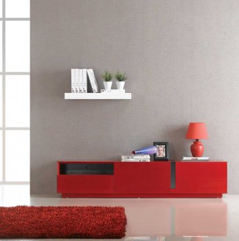 Red High Gloss Finish 027 Modern TV Stand [JMTV-TV027- Red]