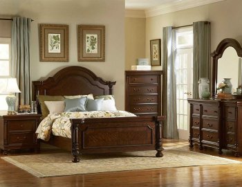 Dark Brown Finish Traditional Bedroom w/Optional Items [HEBS-1403]