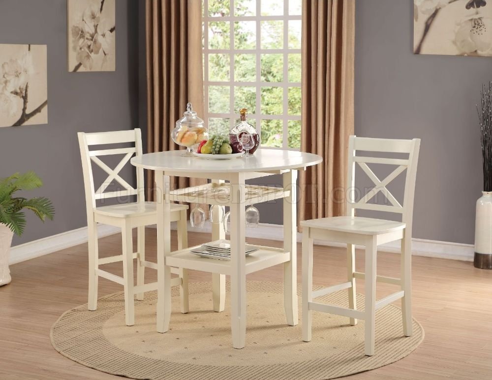 Tartys Counter Height Dining Set 3pc 72545 In Cream By Acme