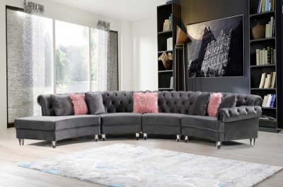 LCL-002 Sectional Sofa in Gray Velvet