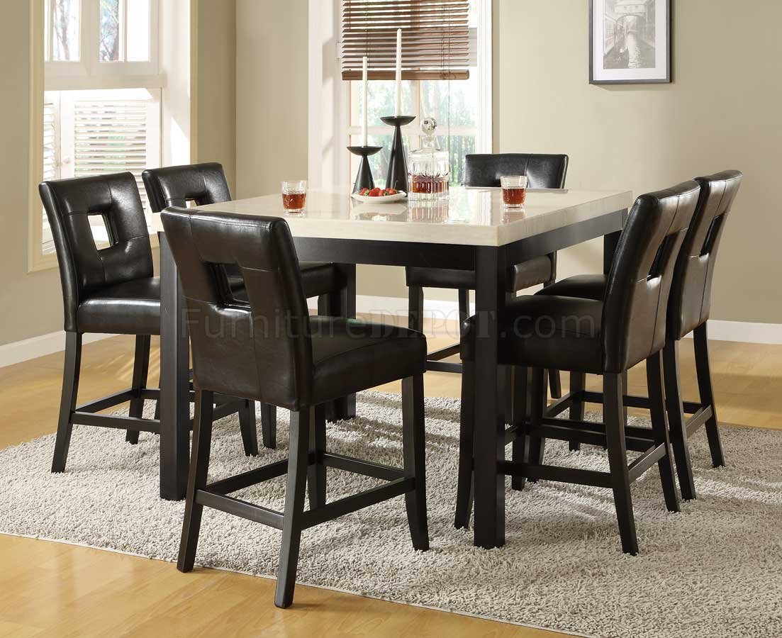 Black Counter Height Dining Table w/Faux Marble Top & Options - Click Image to Close