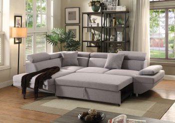 Jemima Sectional Sofa w/Sleeper 52990 in Gray Fabric by Acme [AMSS-52990-Jemima]