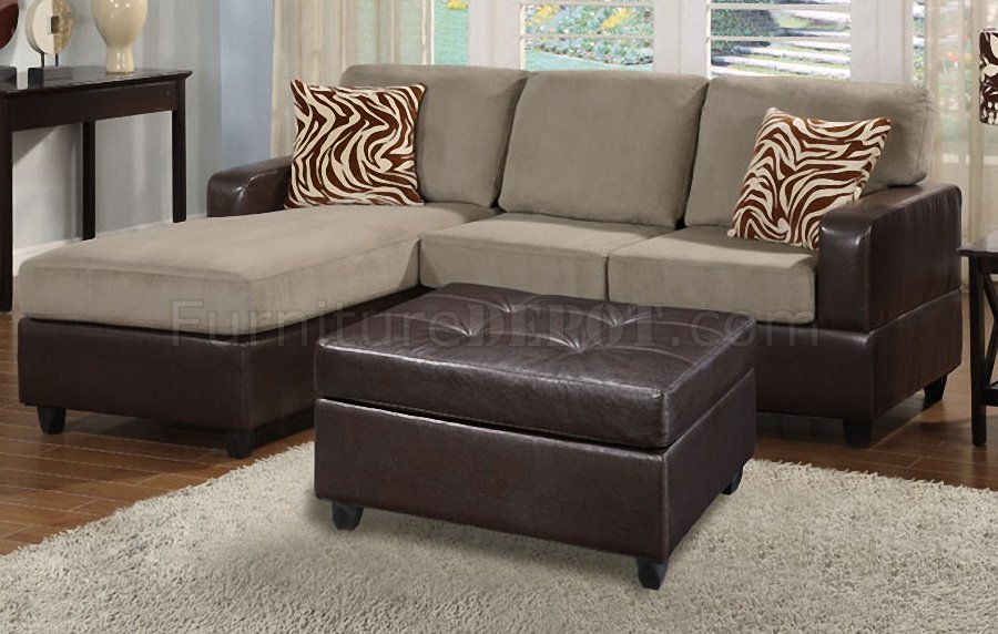Pebble Microfiber Faux Leather, Microfiber And Faux Leather Sectional Sofa