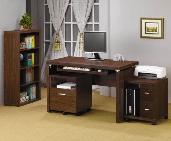 Oak Finish Modern Home Office Desk w/Optional Items [CROD-800831]