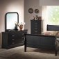 Black Satin Finish Classic 5Pc Bedroom Set w/Queen Size Bed